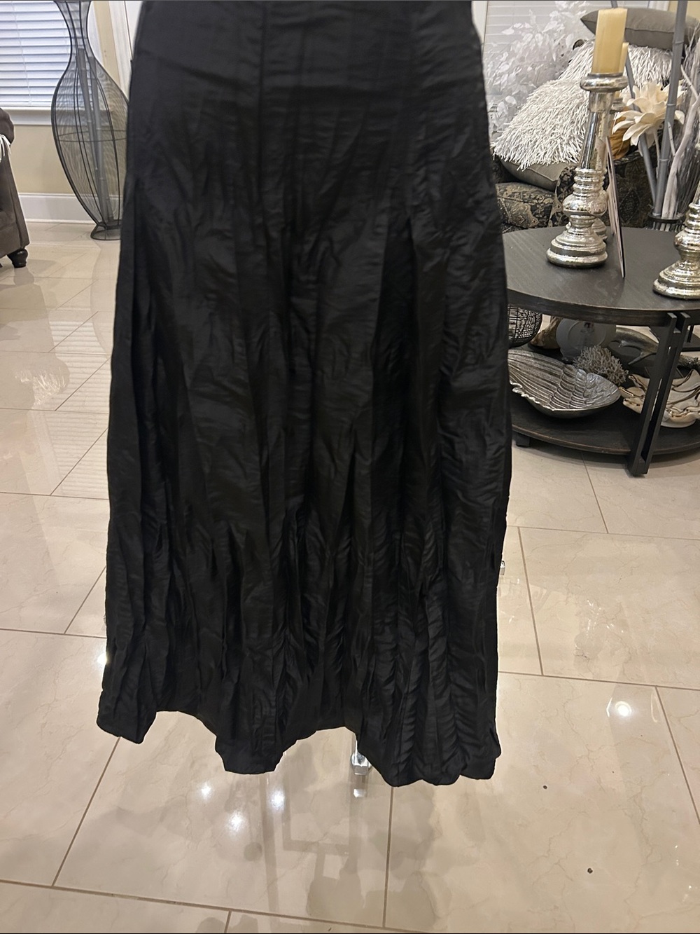 Ronen Chen Black Maxi Skirt with Subtle Paneling